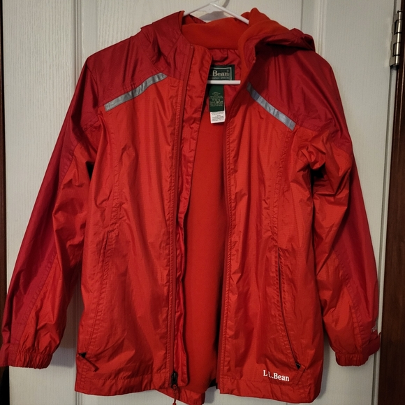 LL BEAN Sz 10-12 Red Coat/Jacket w/Hood Great Gently Used Condition - Picture 1 of 9